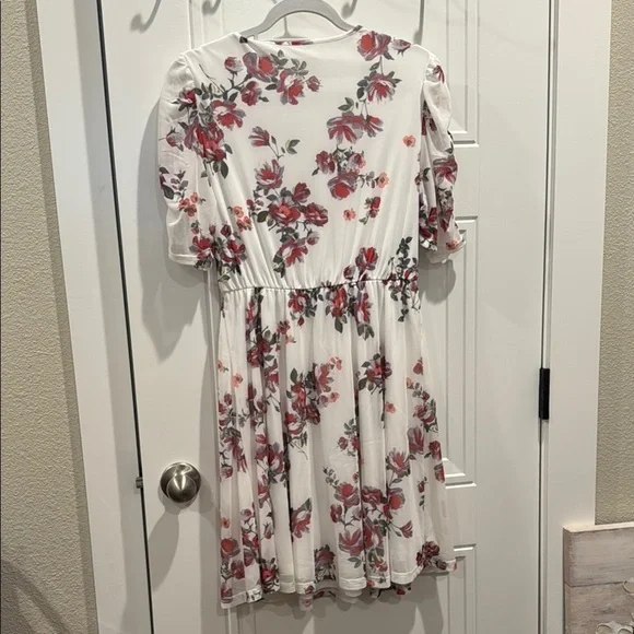Maurices Pink V-Neck Puff Sleeve Mini Dress - Picture 3 of 4